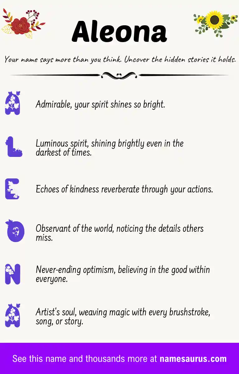 Acrostic poem about Aleona.