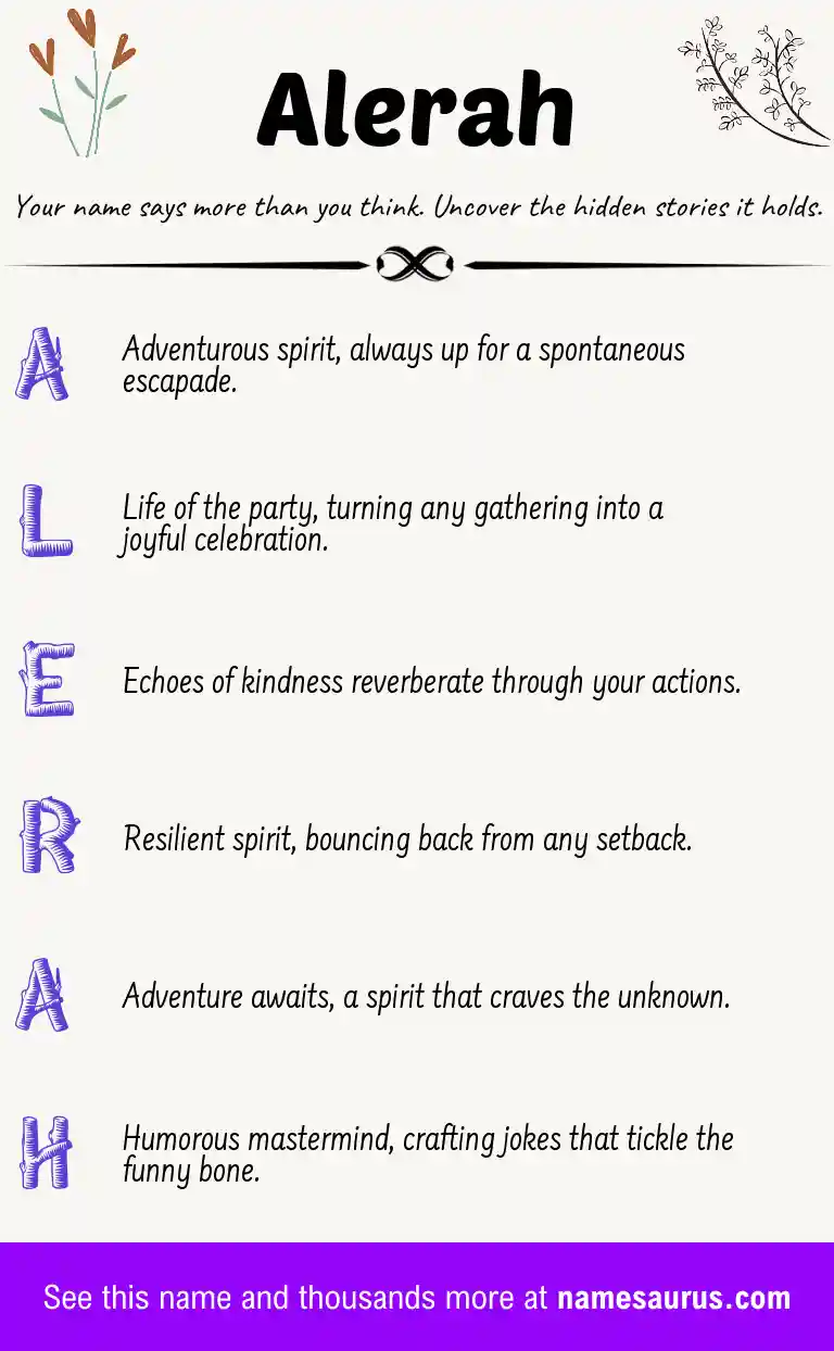 Acrostic poem about Alerah.