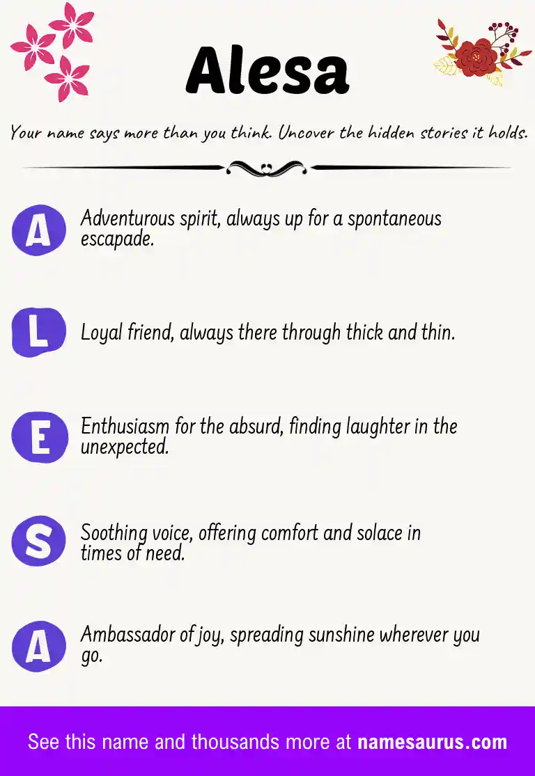 Acrostic poem about Alesa.