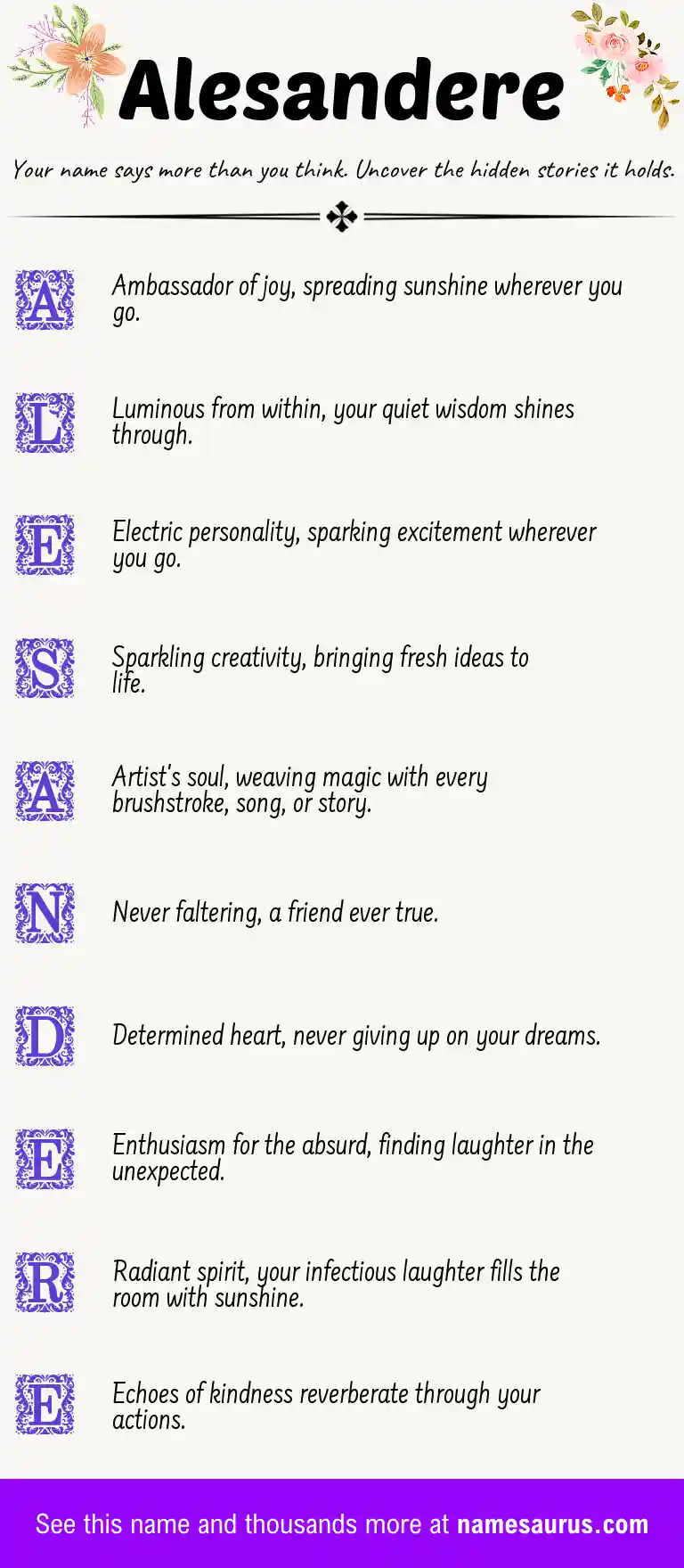 Acrostic poem about Alesandere.