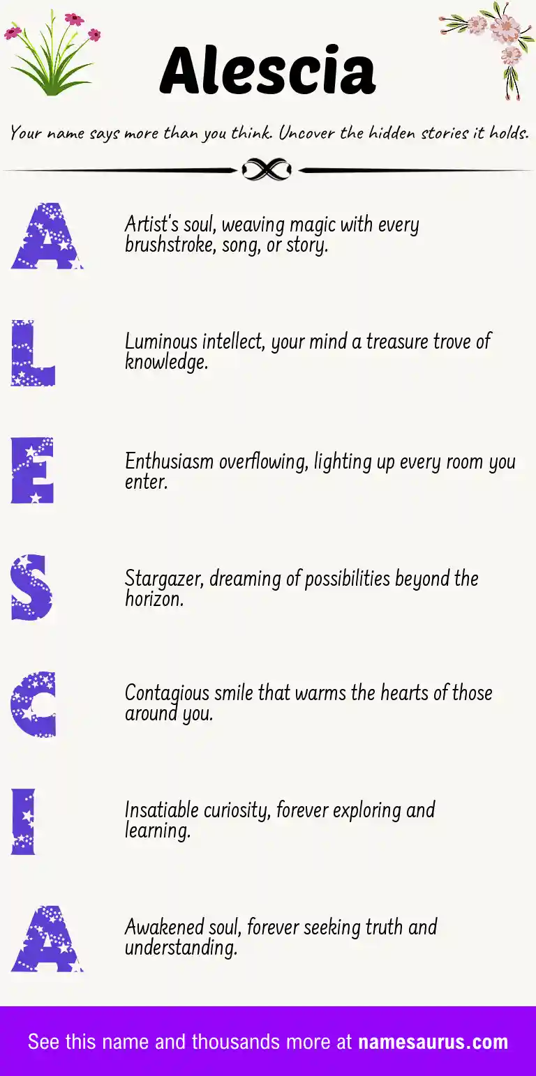 Acrostic poem about Alescia.
