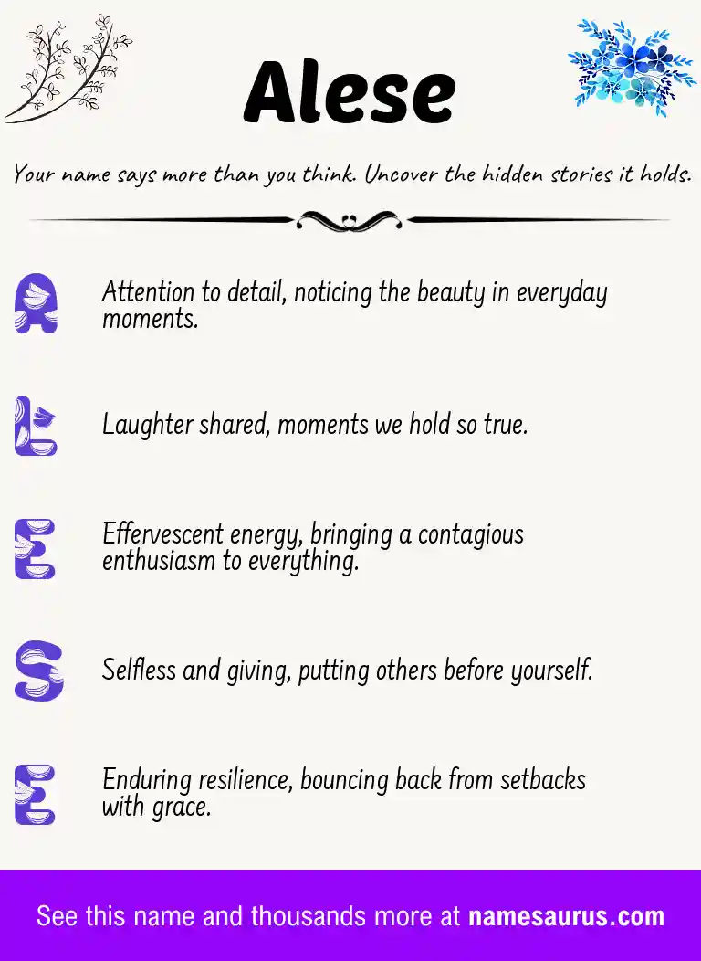 Acrostic poem about Alese.