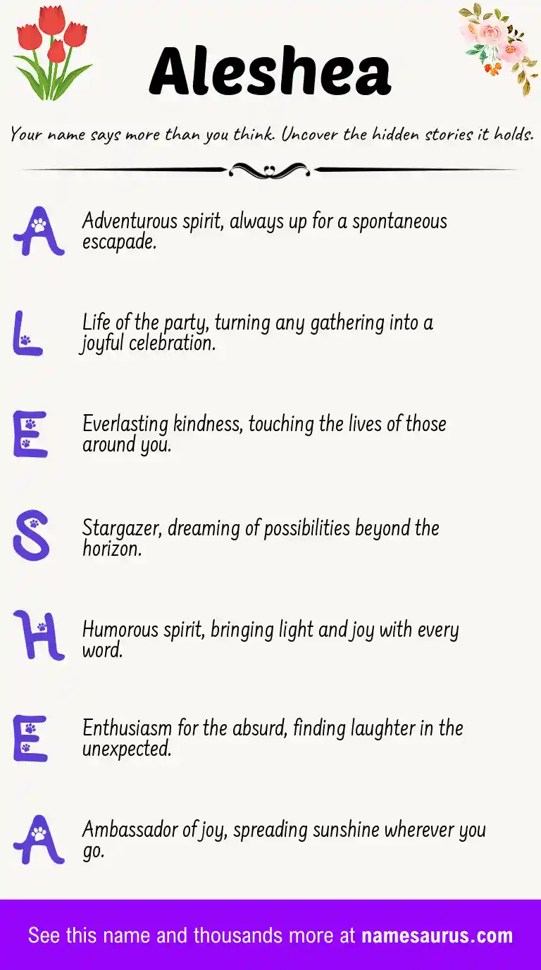 Acrostic poem about Aleshea.
