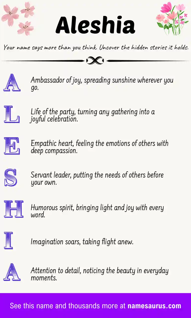 Acrostic poem about Aleshia.