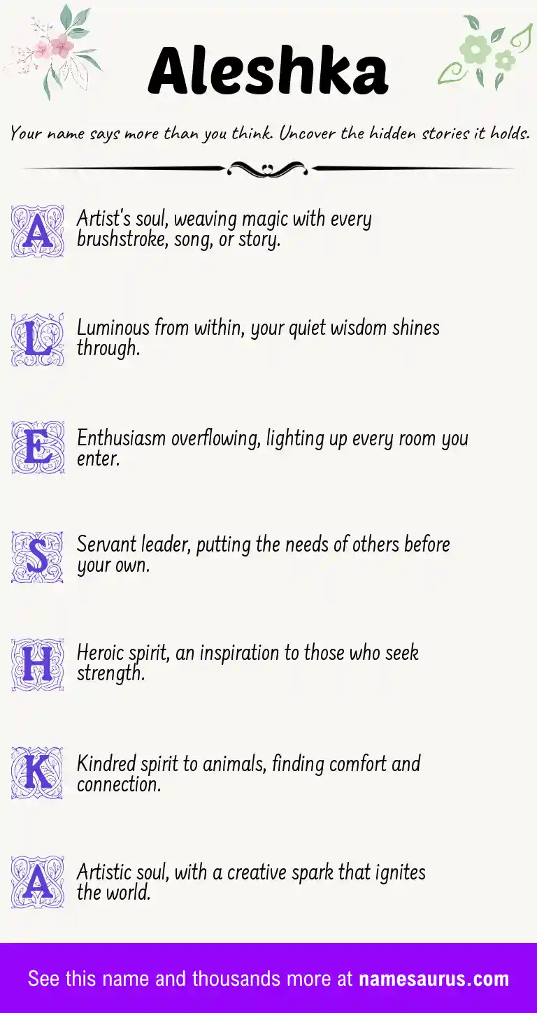 Acrostic poem about Aleshka.
