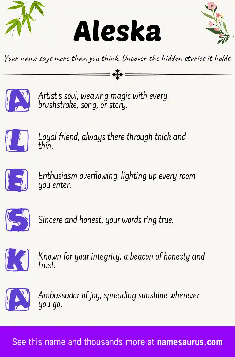 Acrostic poem about Aleska.