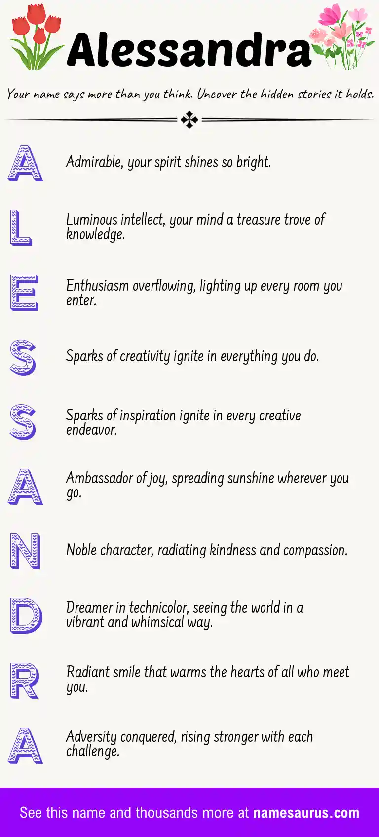 Acrostic poem about Alessandra.