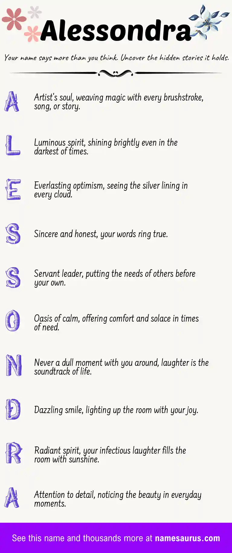 Acrostic poem about Alessondra.