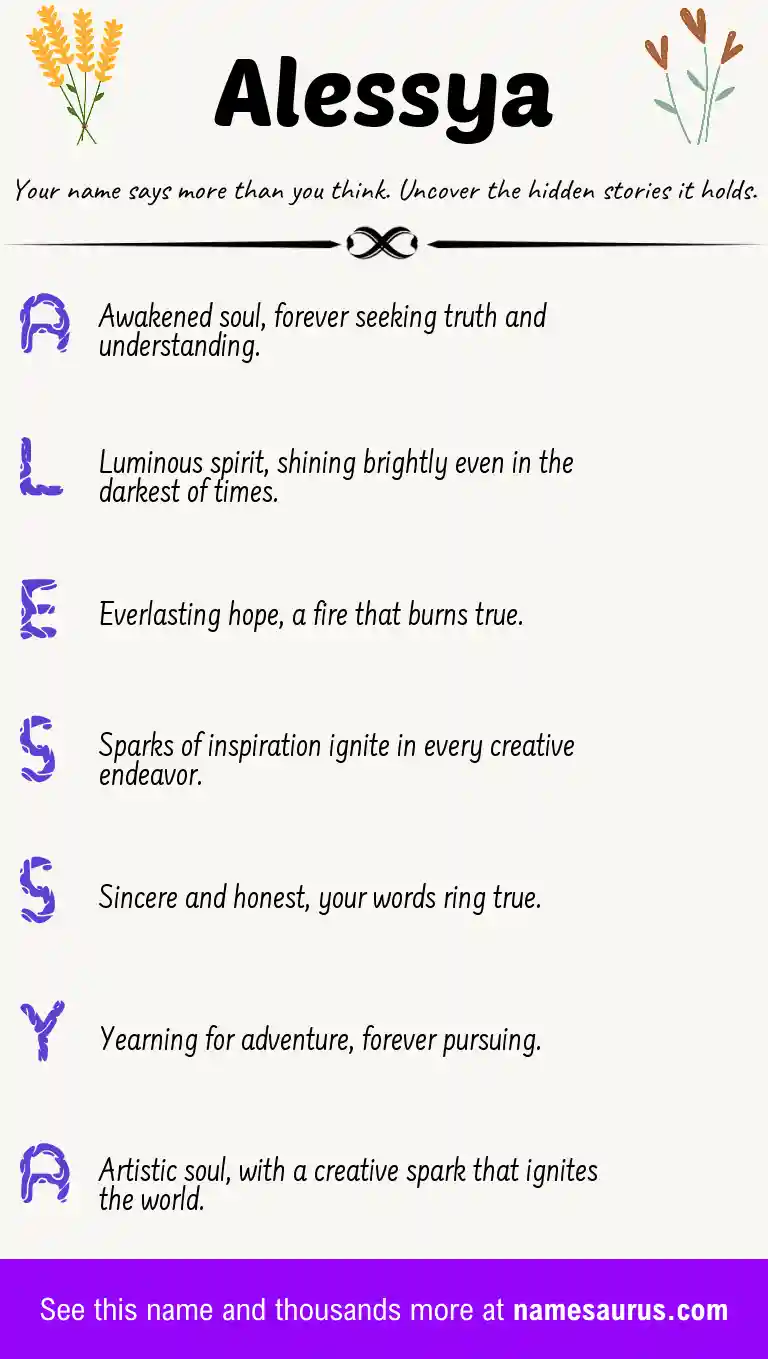 Acrostic poem about Alessya.