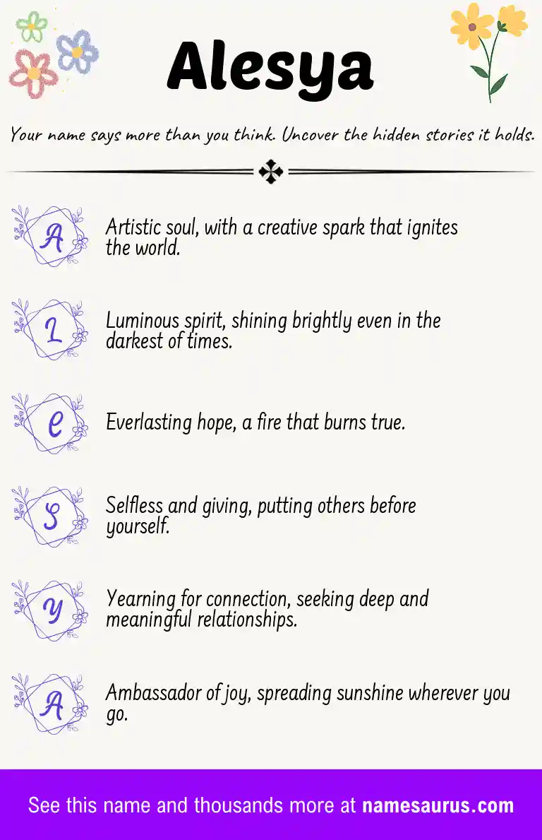 Acrostic poem about Alesya.