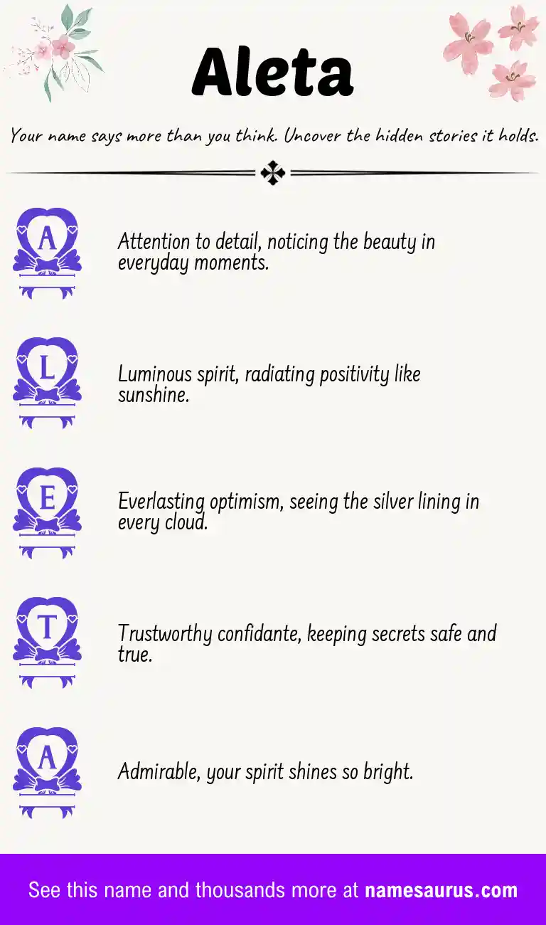 Acrostic poem about Aleta.