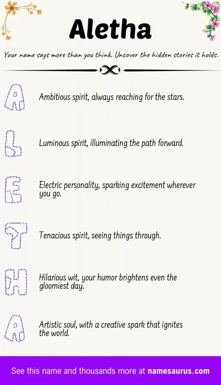 Acrostic poem about Aletha.