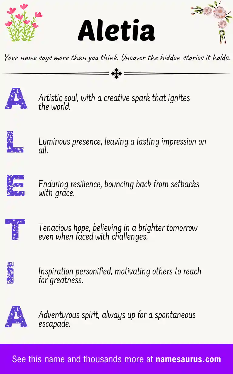 Acrostic poem about Aletia.