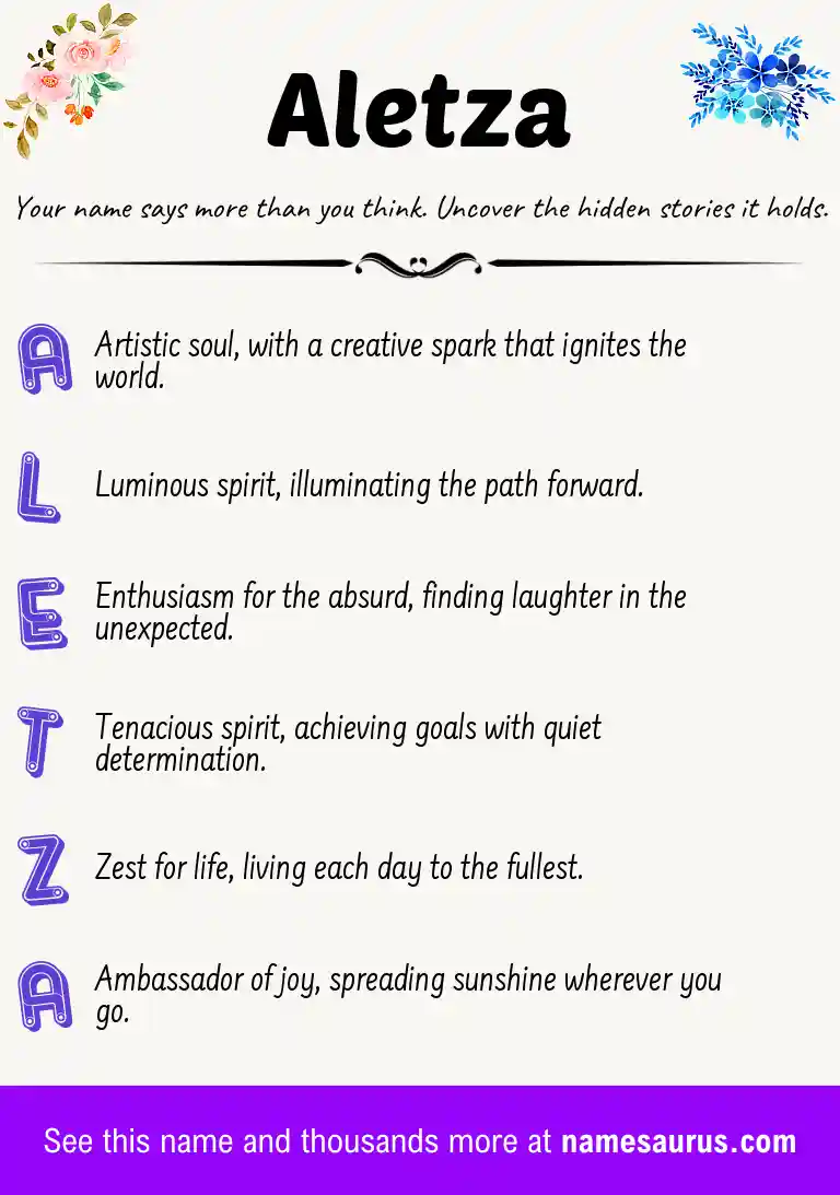 Acrostic poem about Aletza.
