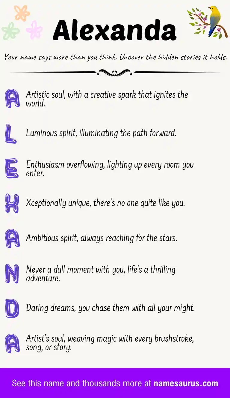 Acrostic poem about Alexanda.