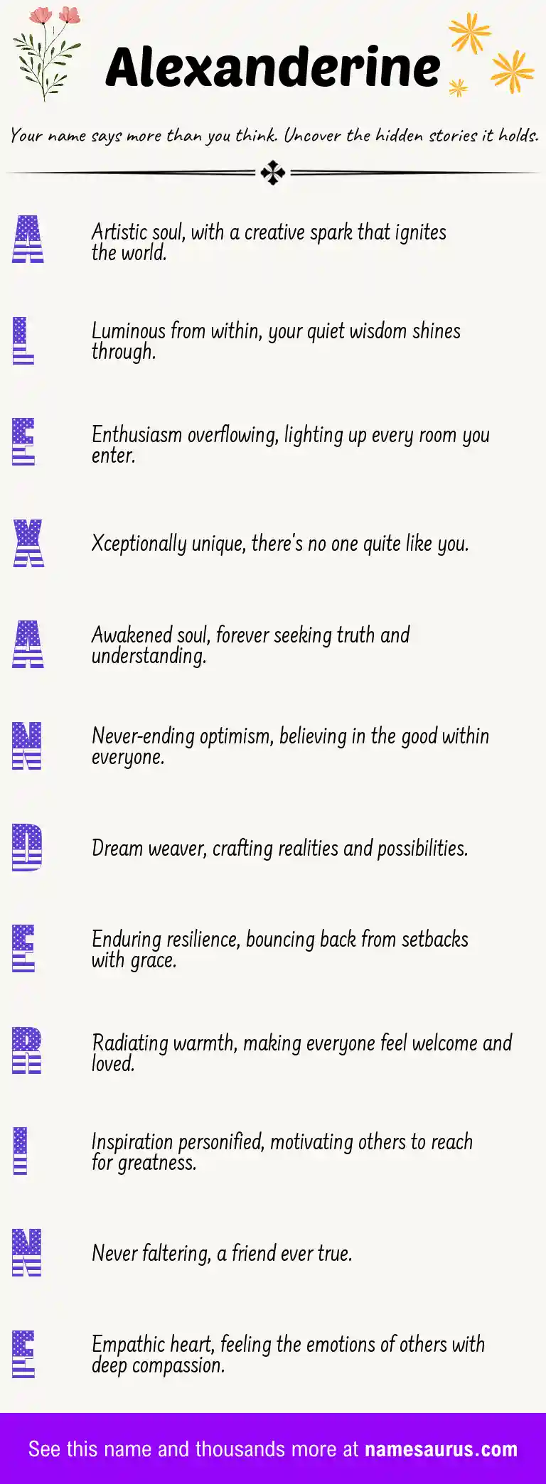 Acrostic poem about Alexanderine.