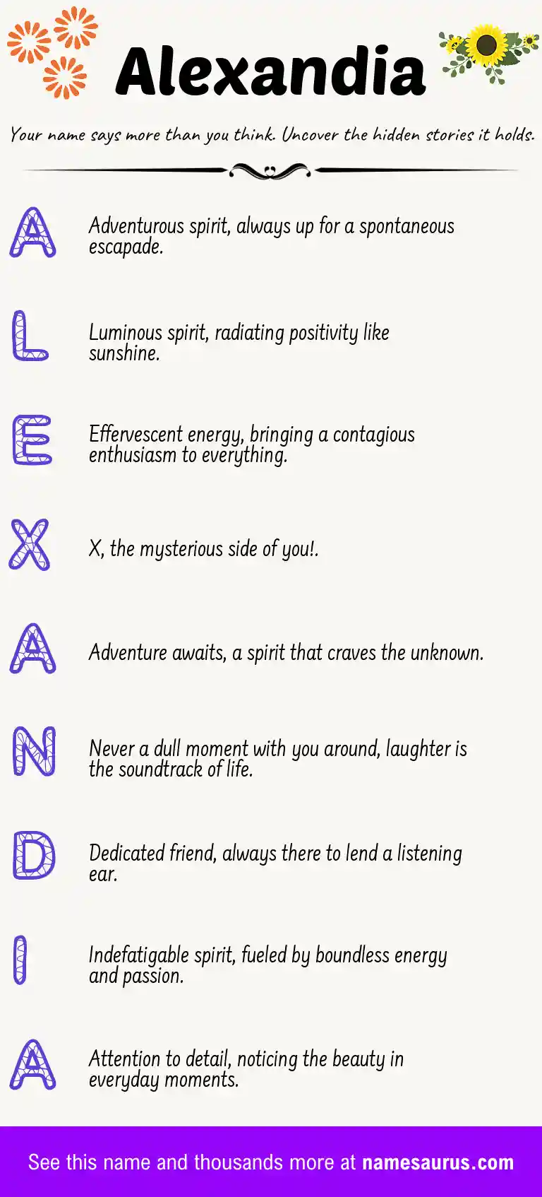 Acrostic poem about Alexandia.