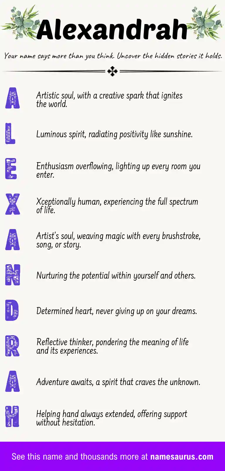 Acrostic poem about Alexandrah.