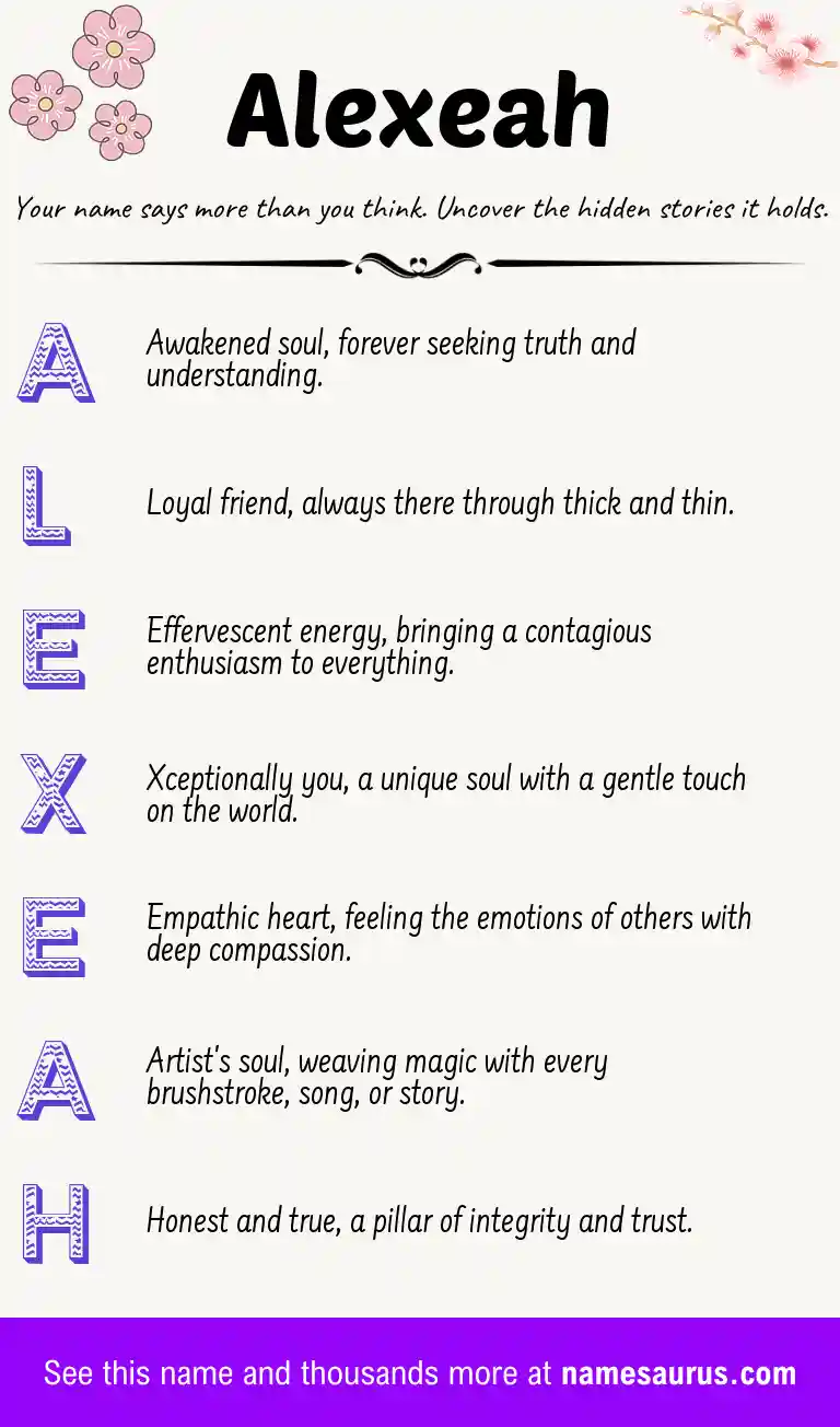 Acrostic poem about Alexeah.