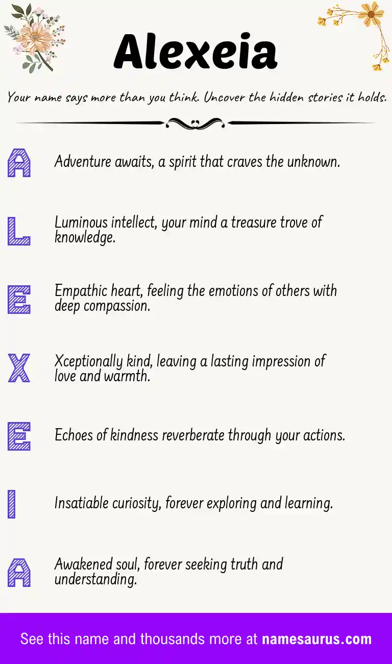 Acrostic poem about Alexeia.
