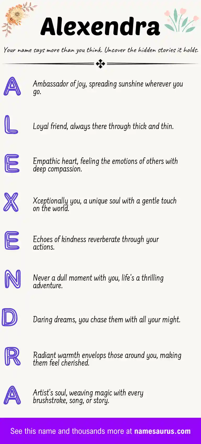 Acrostic poem about Alexendra.