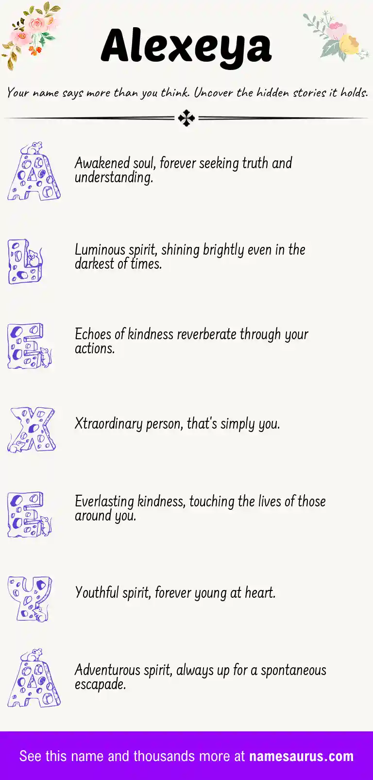 Acrostic poem about Alexeya.