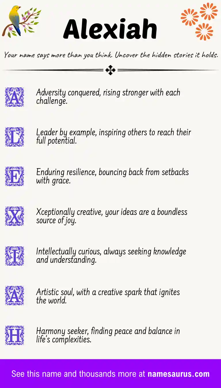 Acrostic poem about Alexiah.