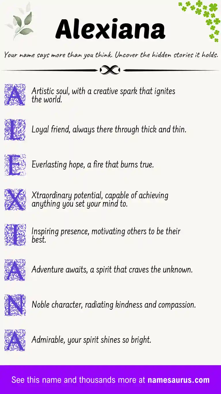 Acrostic poem about Alexiana.