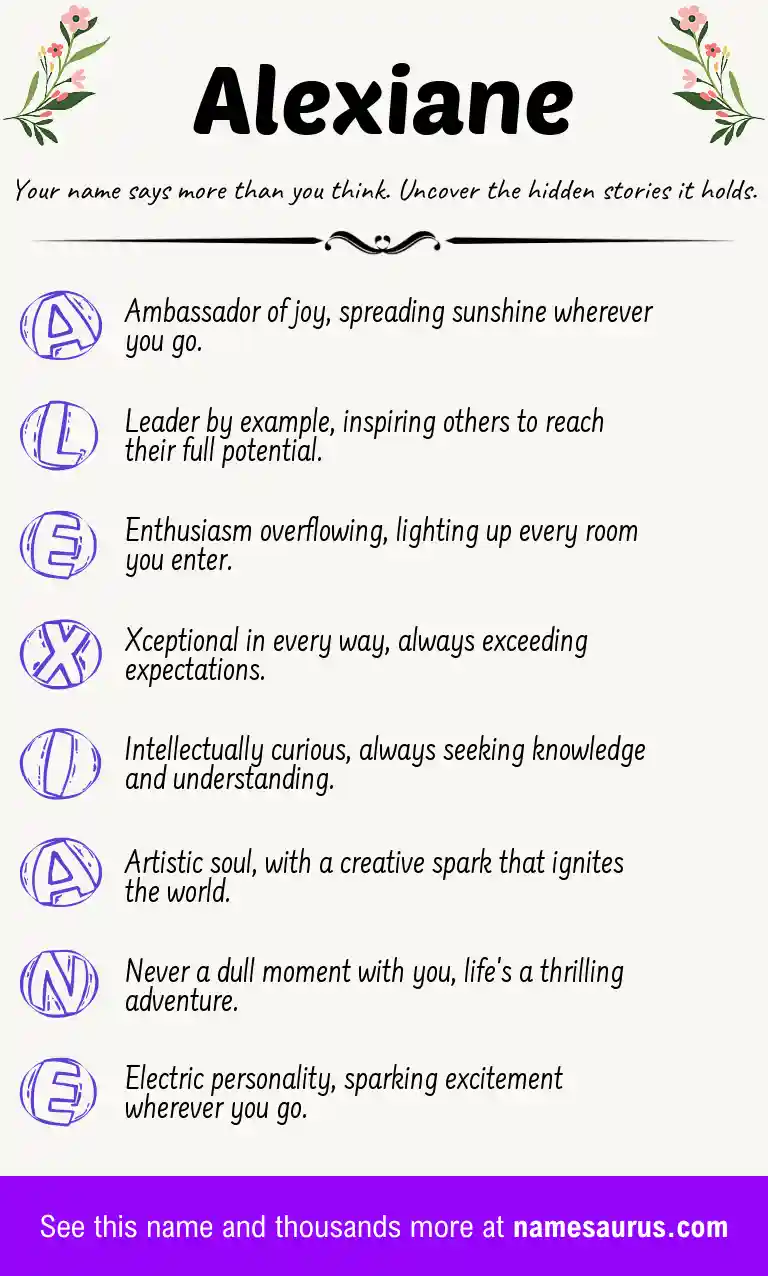 Acrostic poem about Alexiane.