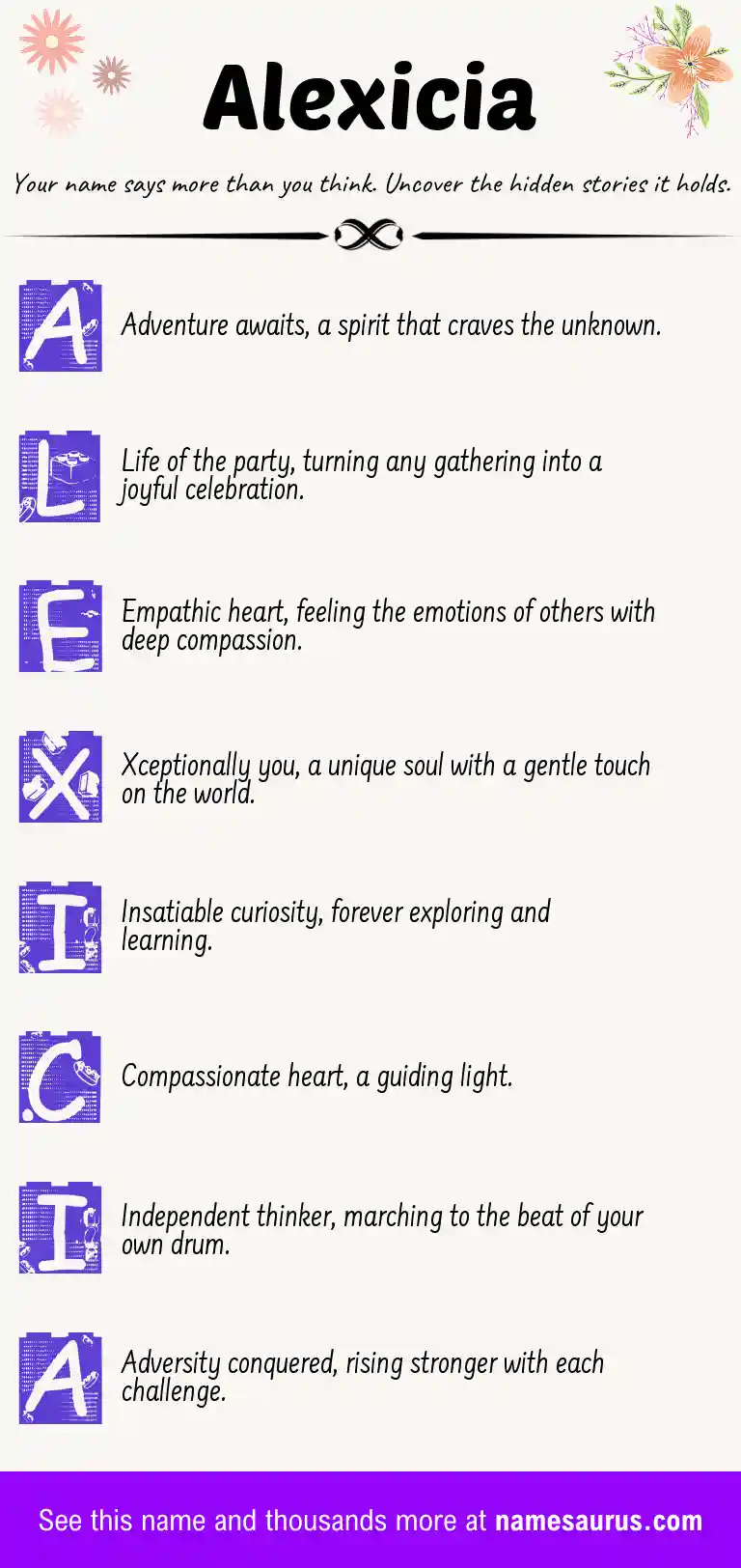 Acrostic poem about Alexicia.