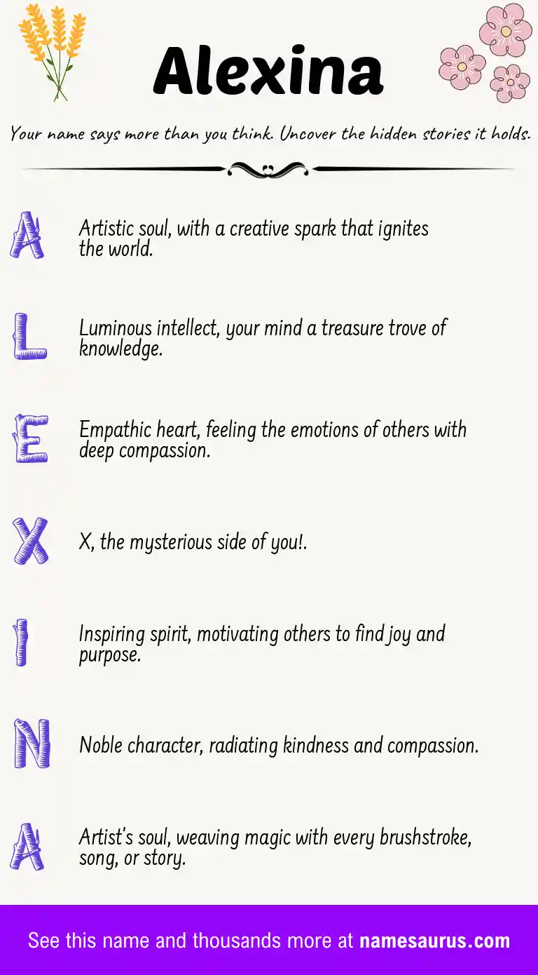 Acrostic poem about Alexina.