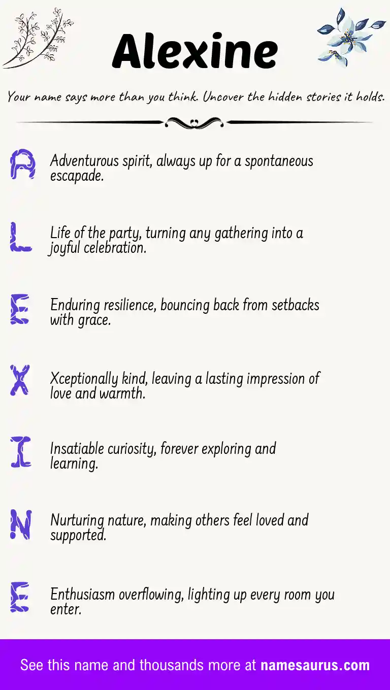 Acrostic poem about Alexine.