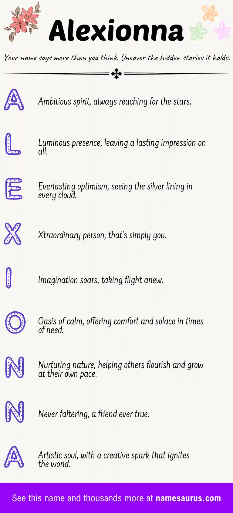 Acrostic poem about Alexionna.