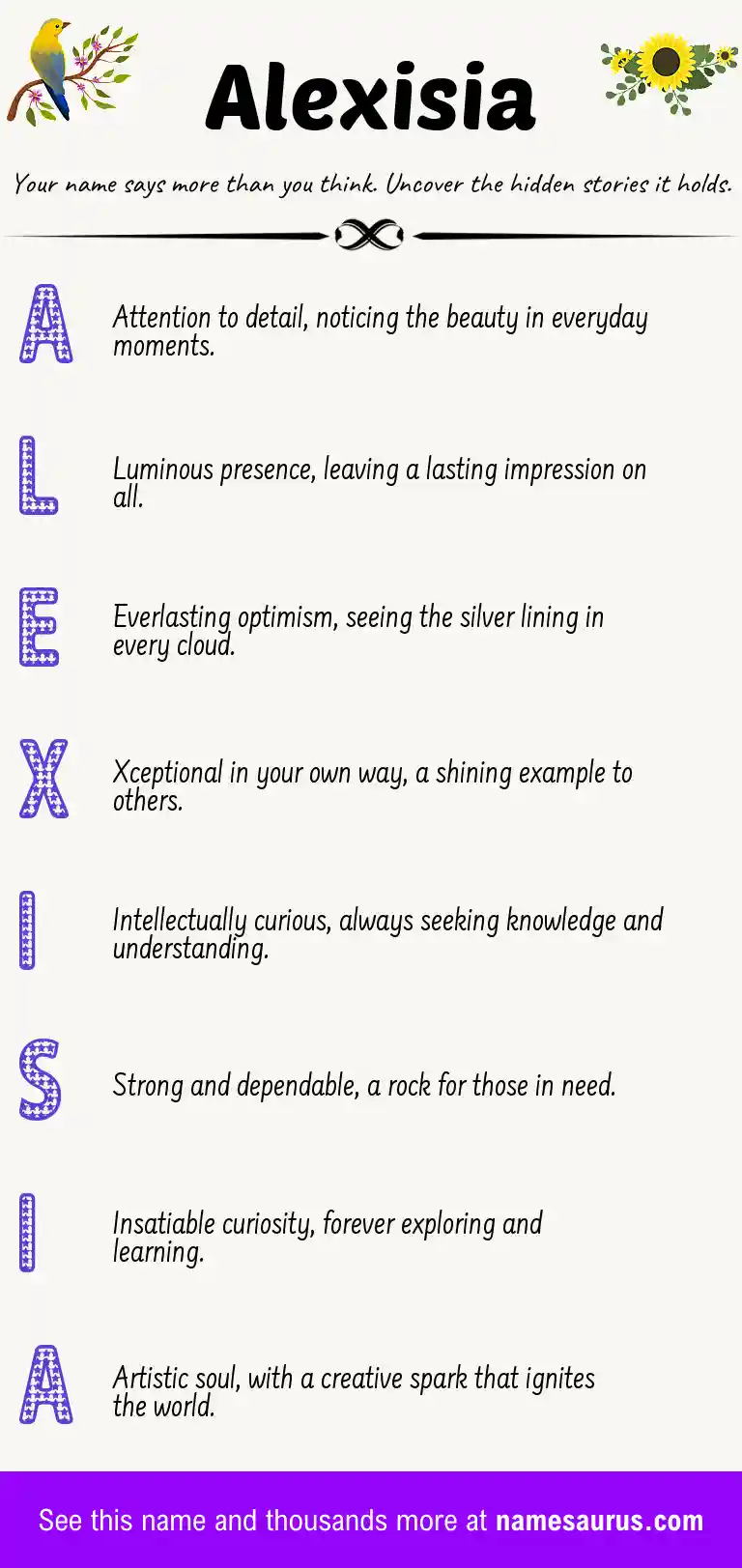 Acrostic poem about Alexisia.