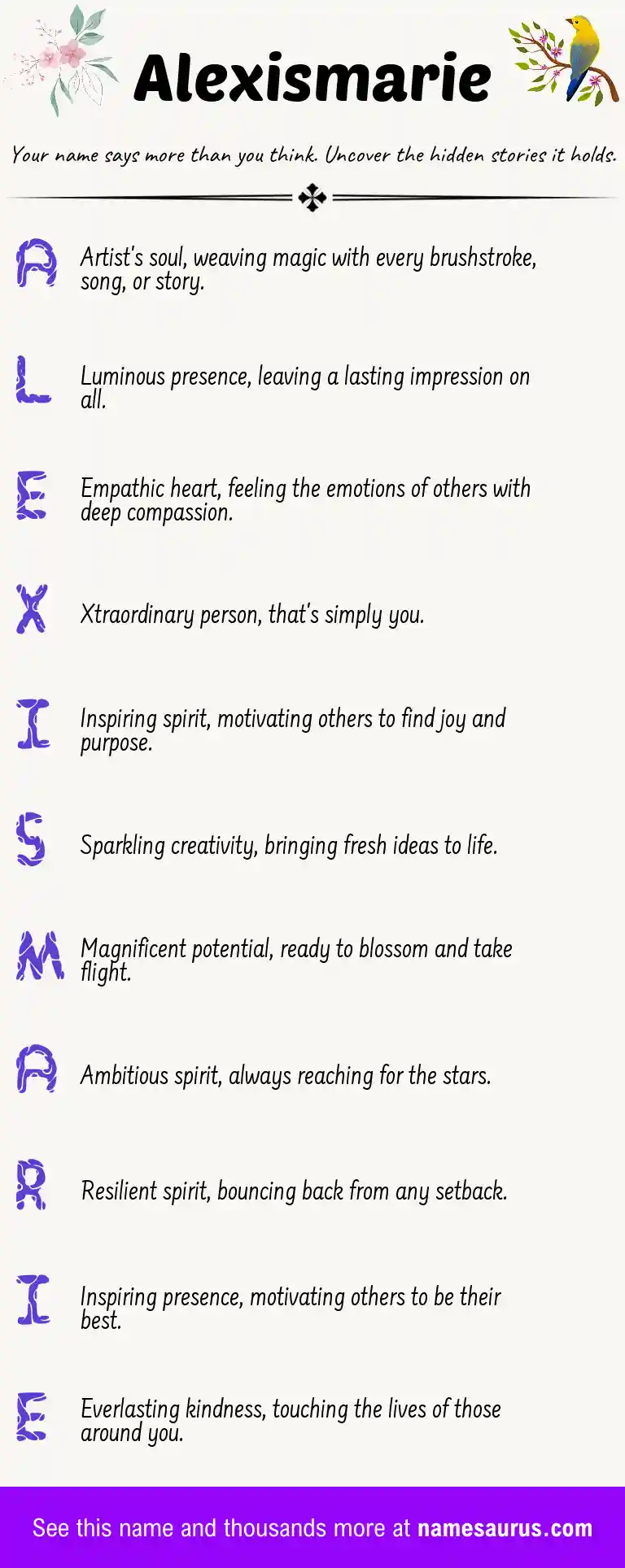 Acrostic poem about Alexismarie.