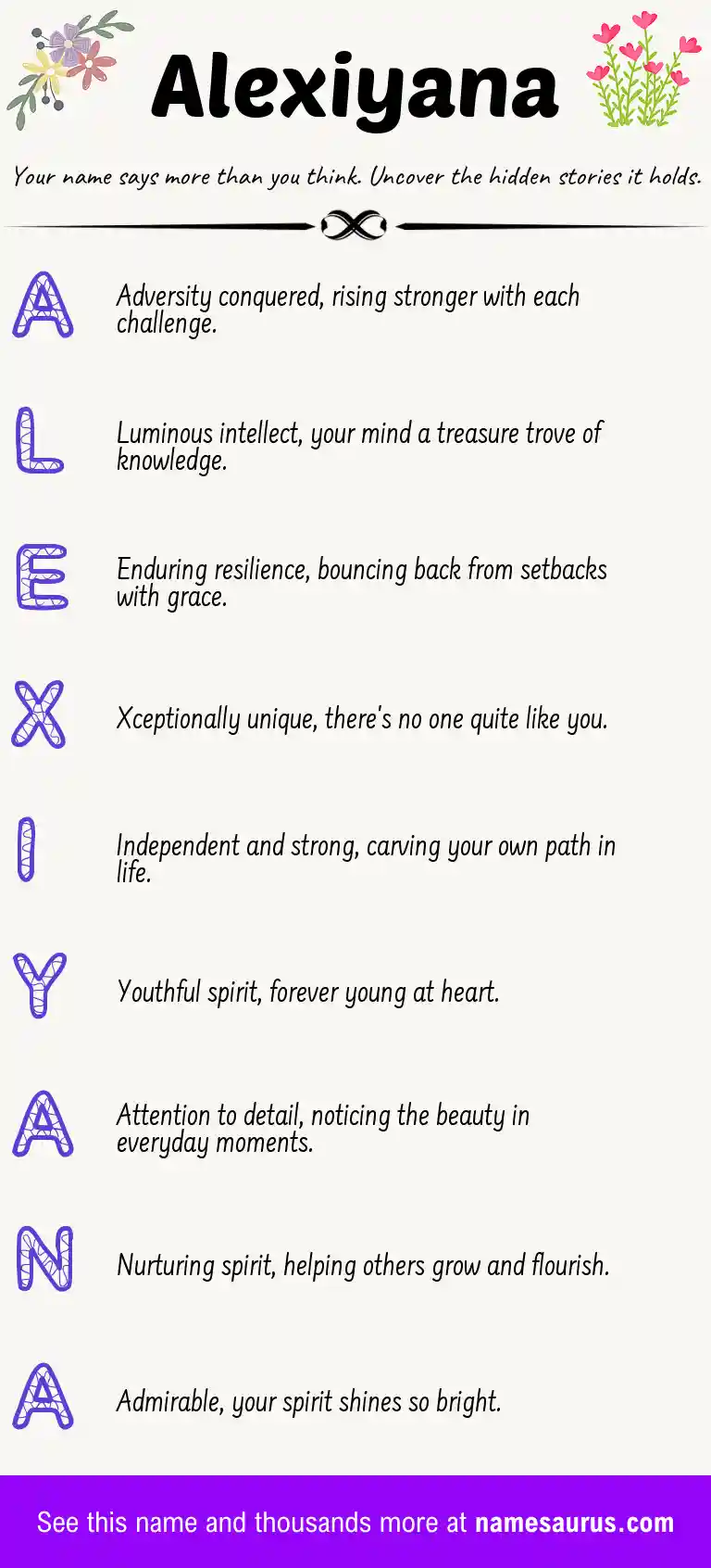 Acrostic poem about Alexiyana.