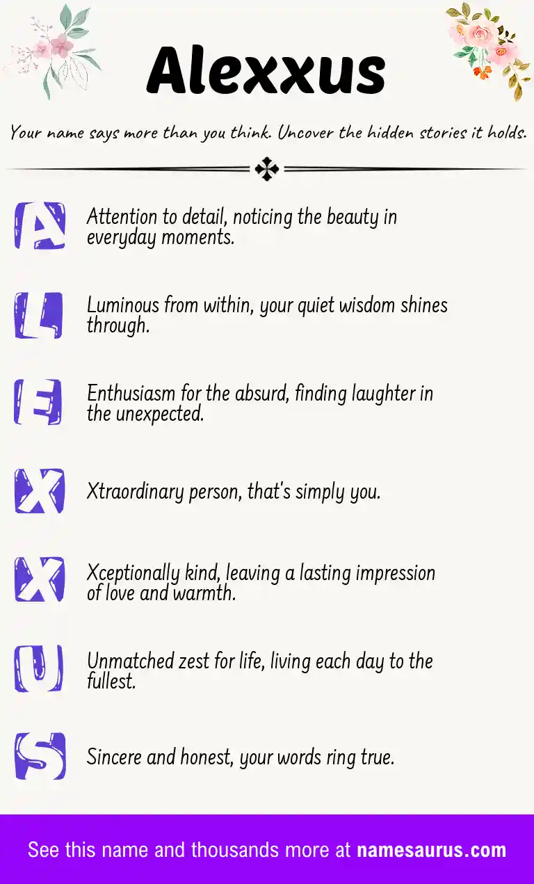 Acrostic poem about Alexxus.
