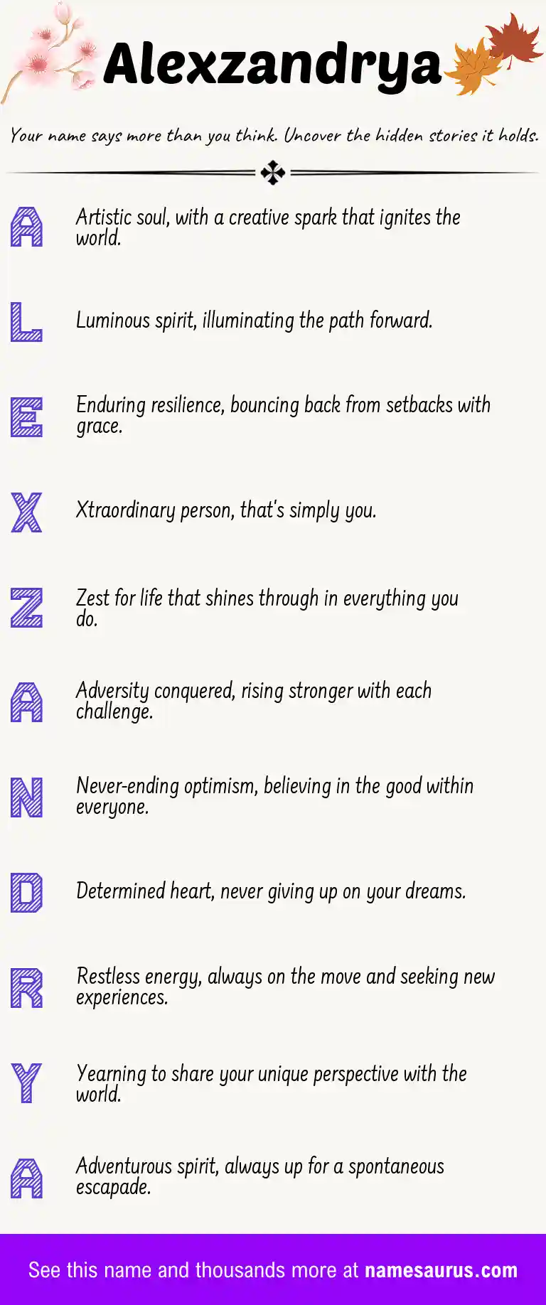 Acrostic poem about Alexzandrya.