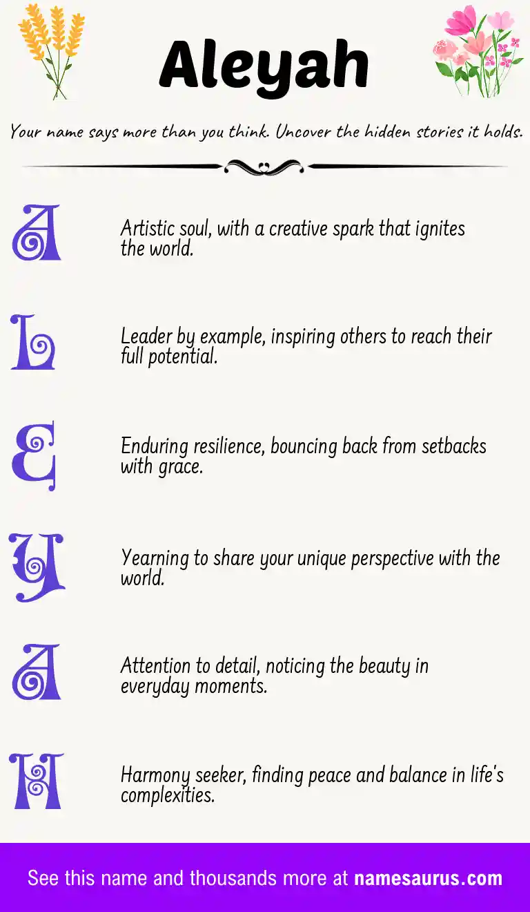 Acrostic poem about Aleyah.