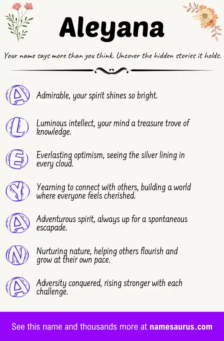 Acrostic poem about Aleyana.