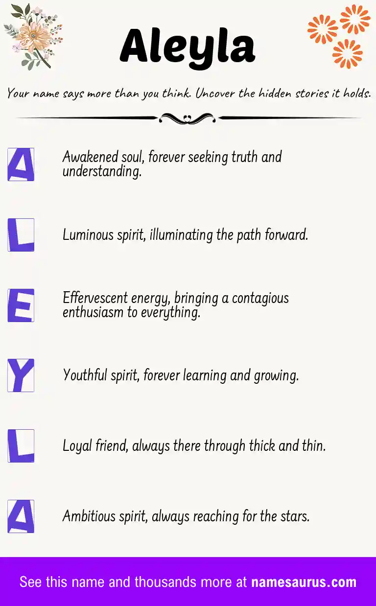 Acrostic poem about Aleyla.
