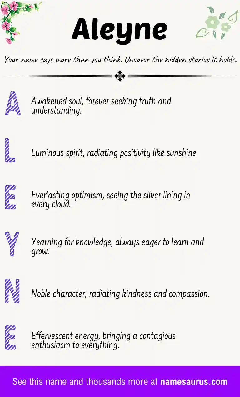 Acrostic poem about Aleyne.
