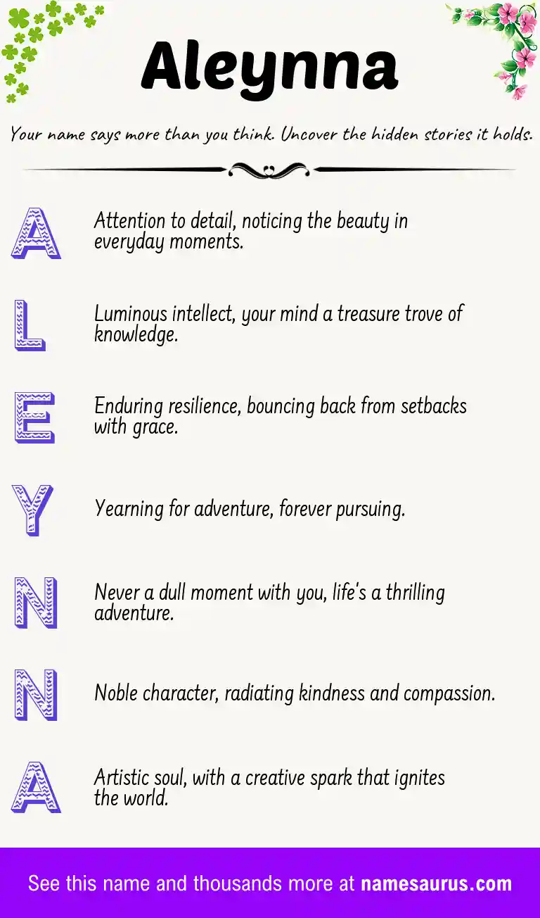 Acrostic poem about Aleynna.