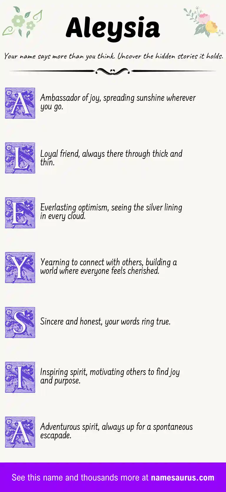 Acrostic poem about Aleysia.