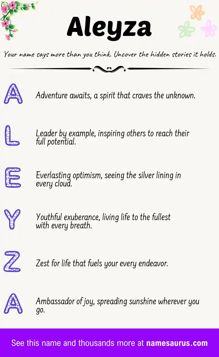 Acrostic poem about Aleyza.