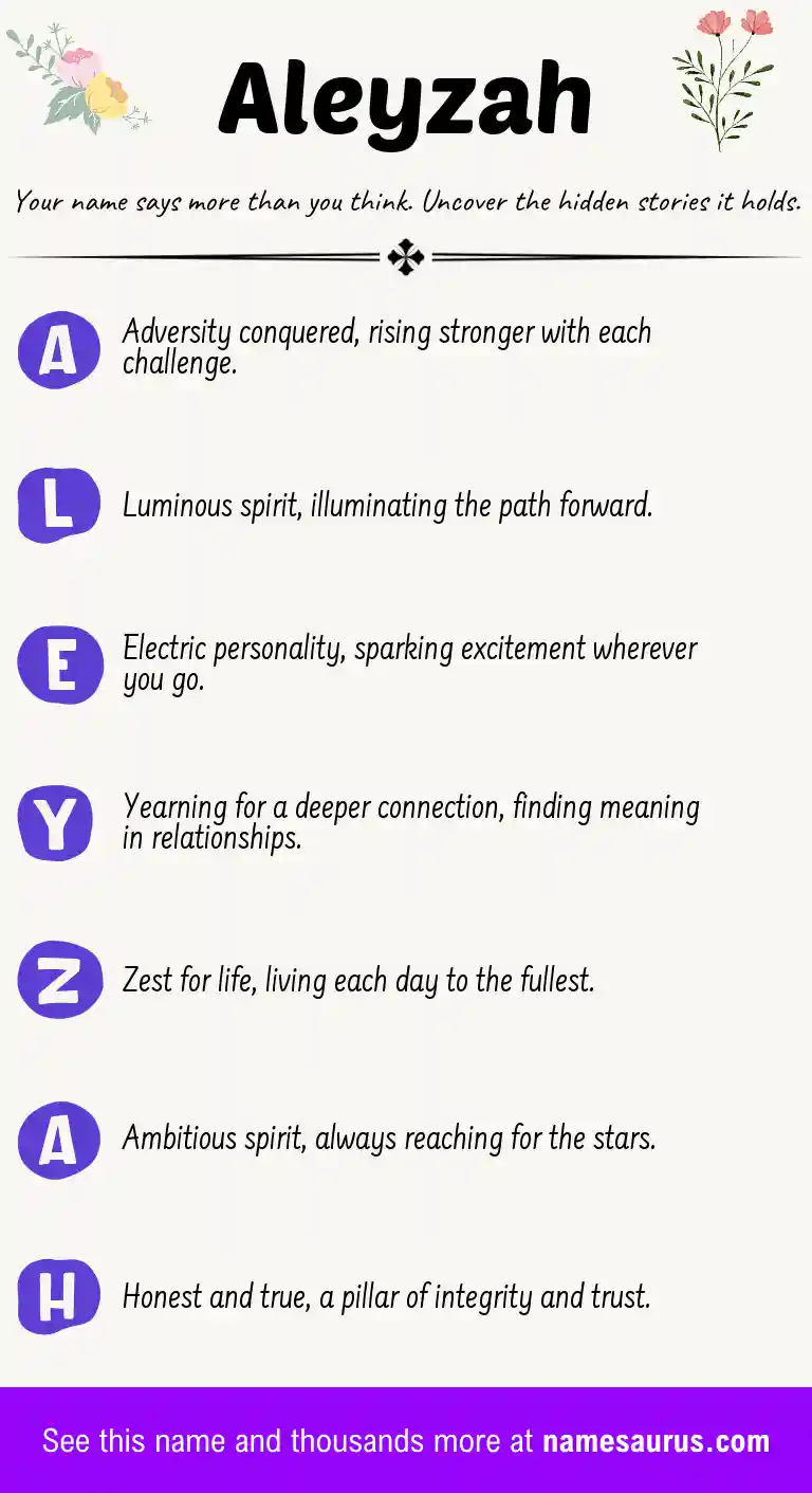 Acrostic poem about Aleyzah.