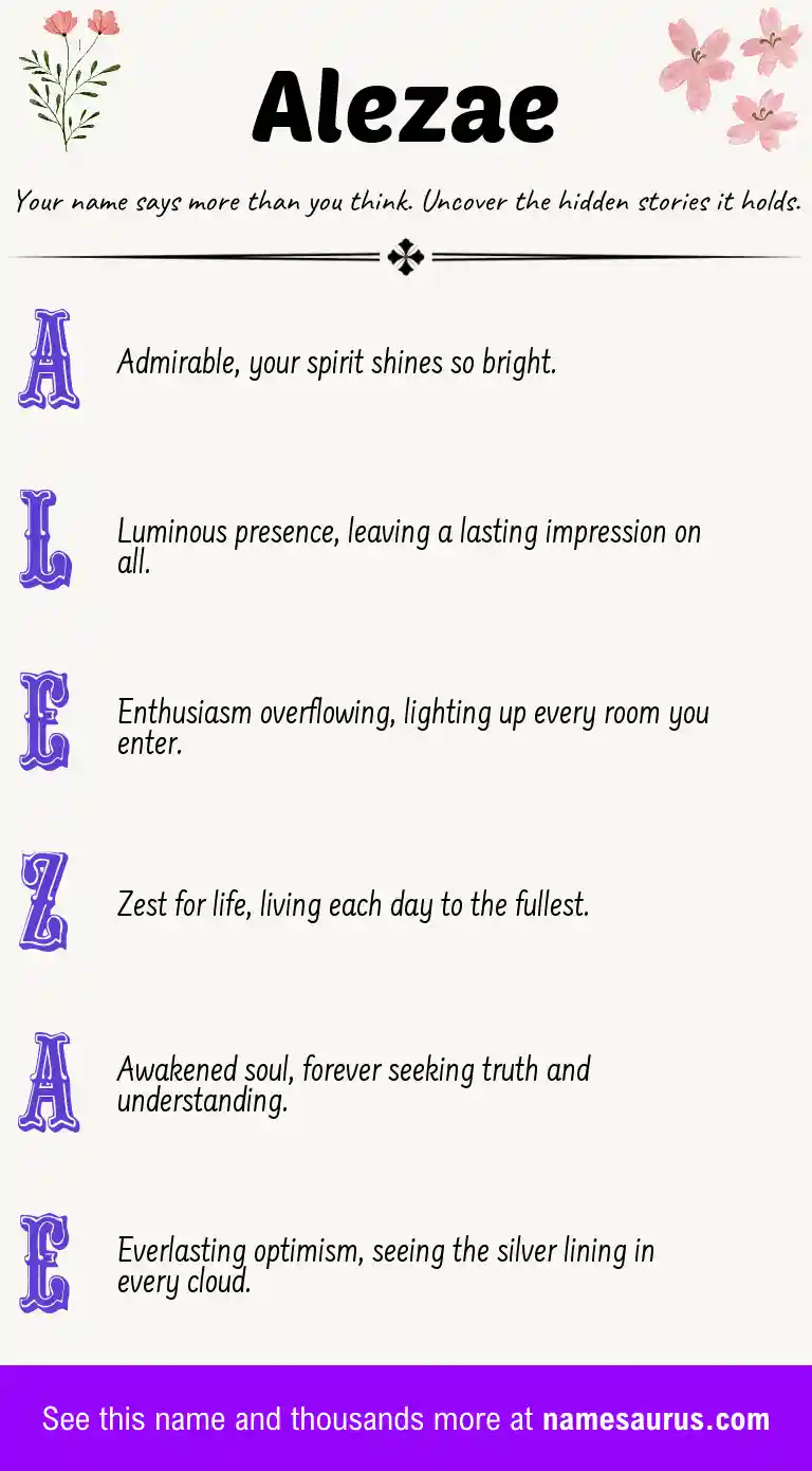 Acrostic poem about Alezae.