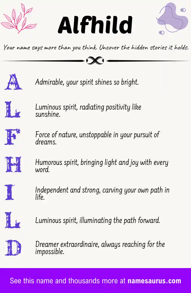 Acrostic poem about Alfhild.