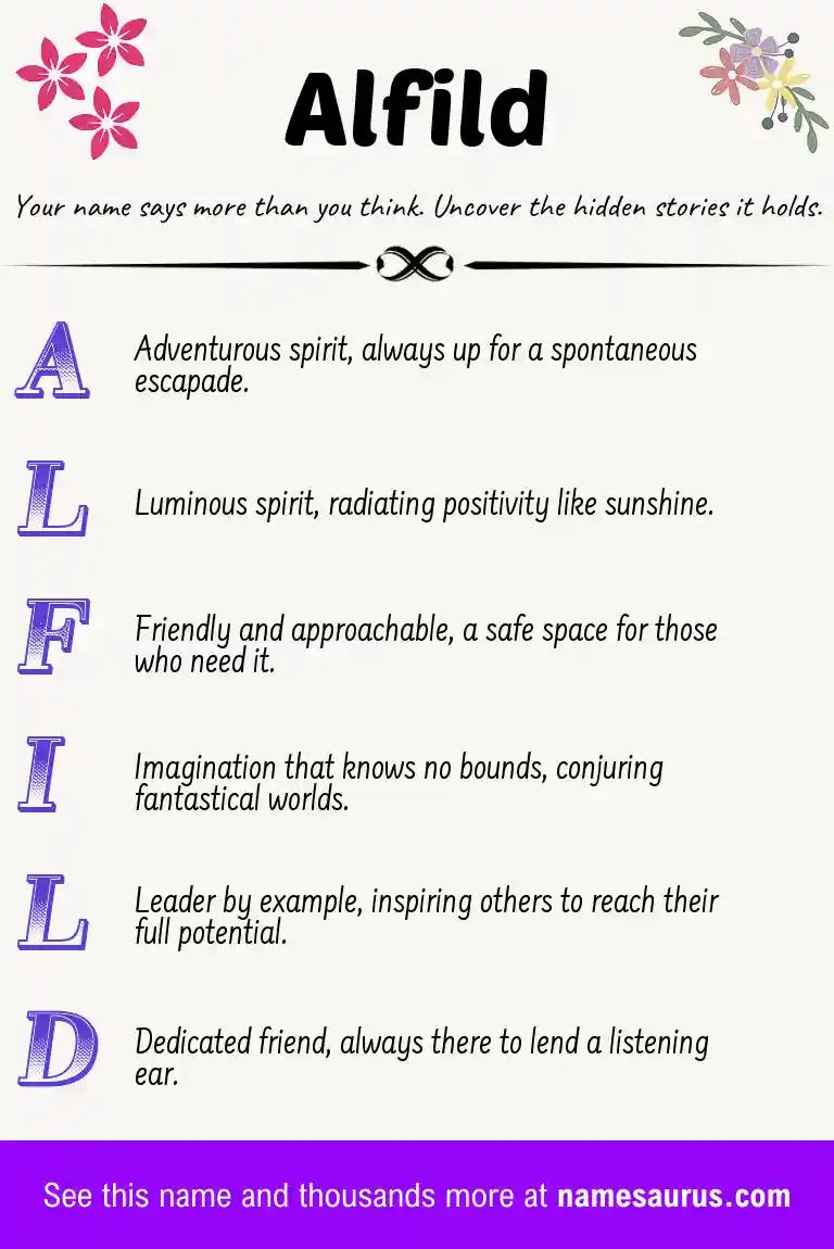 Acrostic poem about Alfild.