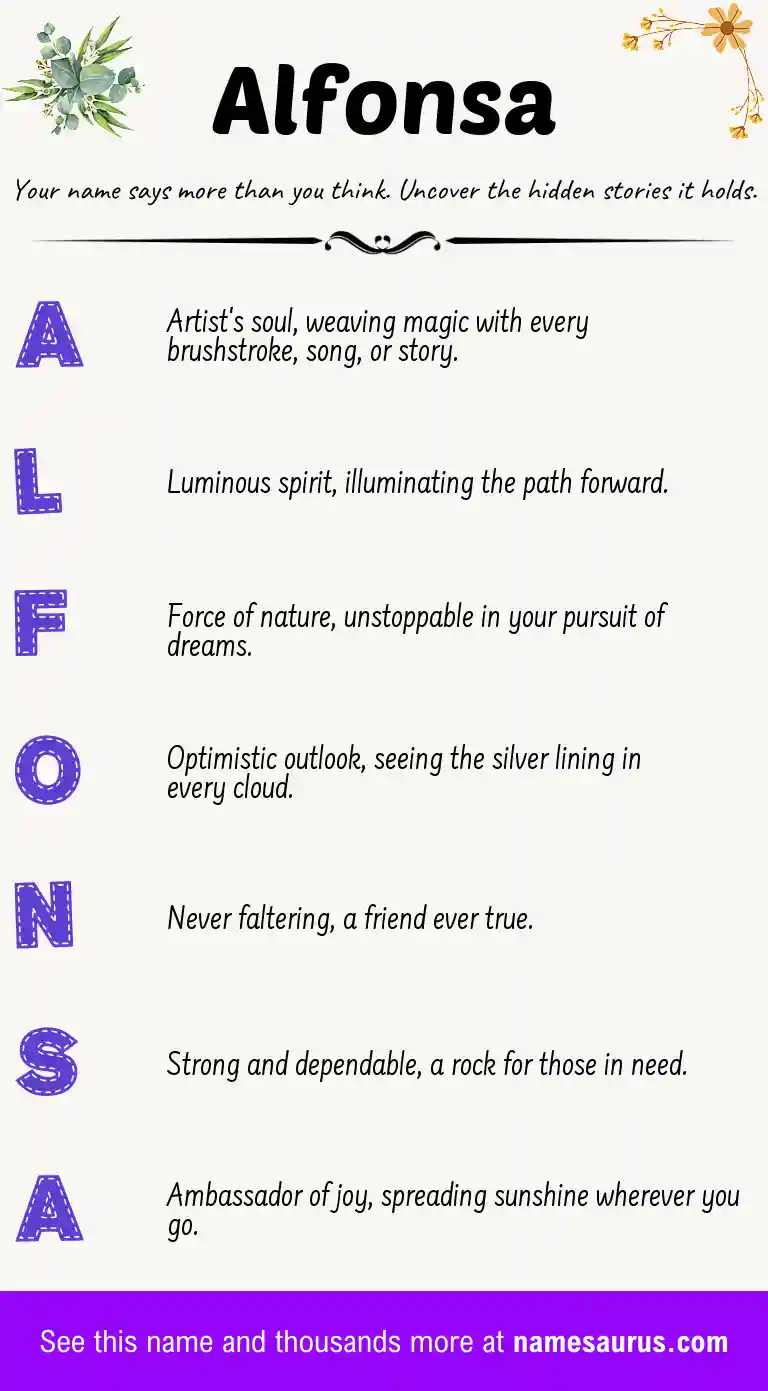 Acrostic poem about Alfonsa.